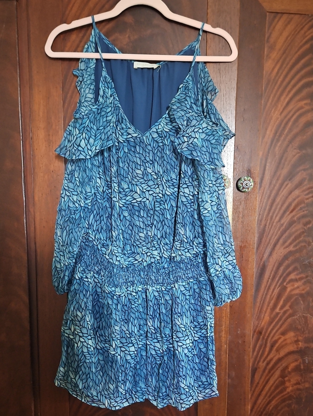 Ramy Brook - Blue Printed Cold-Shoulder Summer Dress - Size -SP